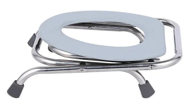 Portable Stainless Steel Outdoor Folding Chair Seat Commode Toilet