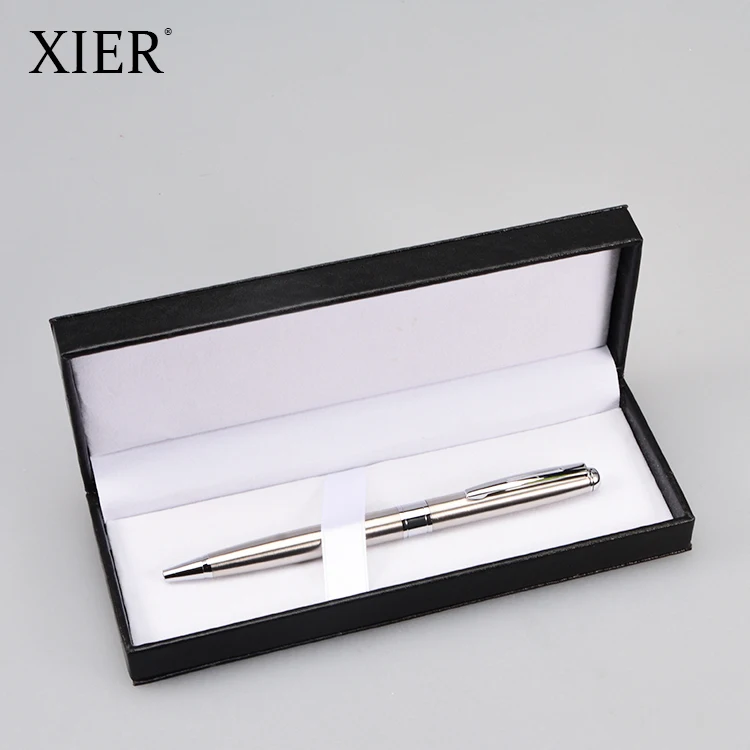 Hot Sale PU Leather Plastic Business Advertising Gift Pen Box + Metal Roller Pen Set Can Be Customized Logo