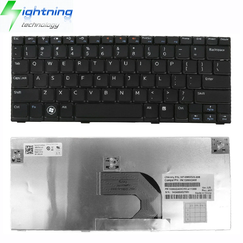 Новая Оригинальная клавиатура для ноутбука DELL Inspiron MINI 1012 1018 (MINI 10 Series), черная клавиатура для ноутбука США