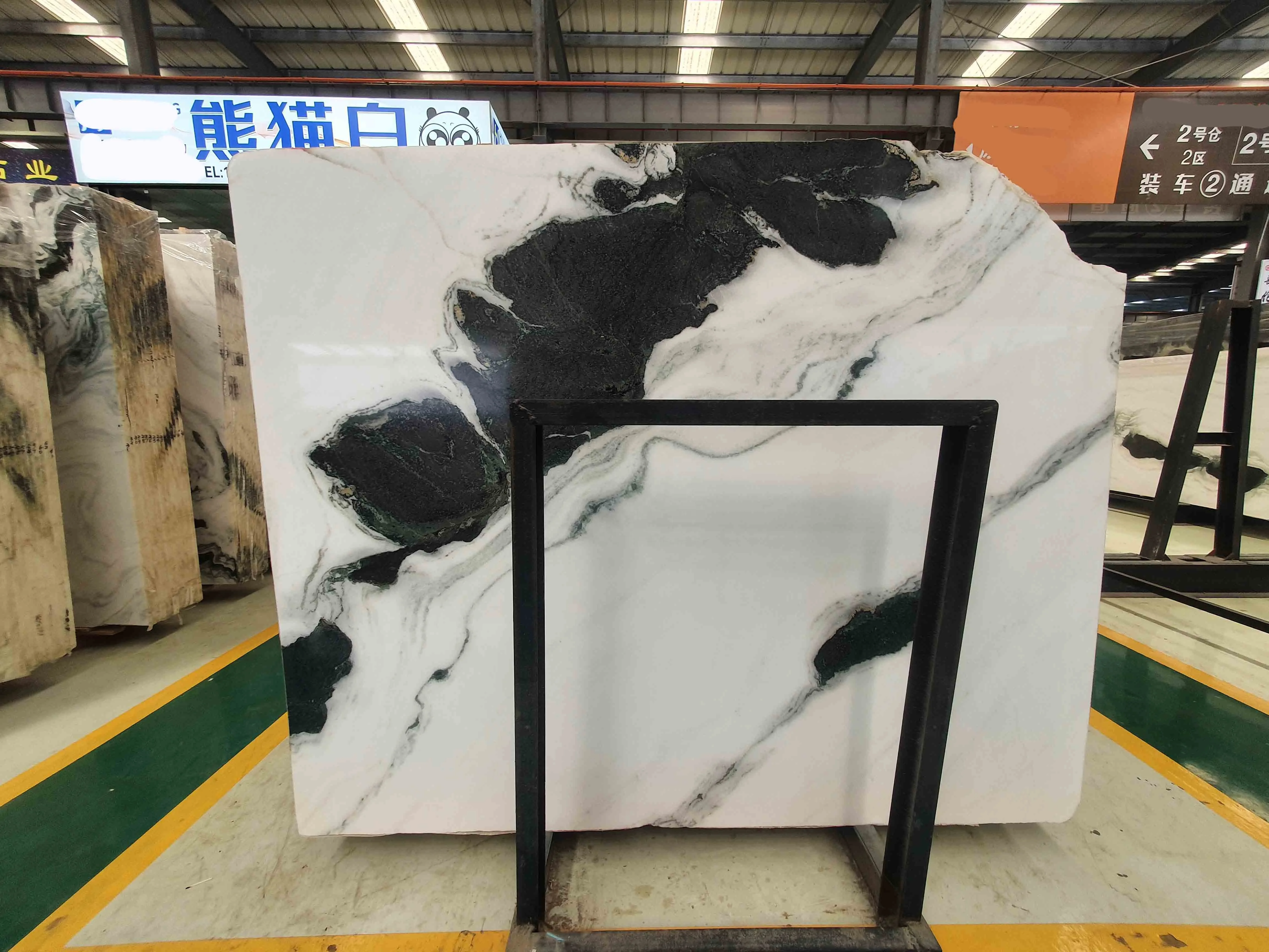 BOTON STONE Wholesale Modern Design kitchen Table Top White Floors Stairs Slab Panda Marble Tile