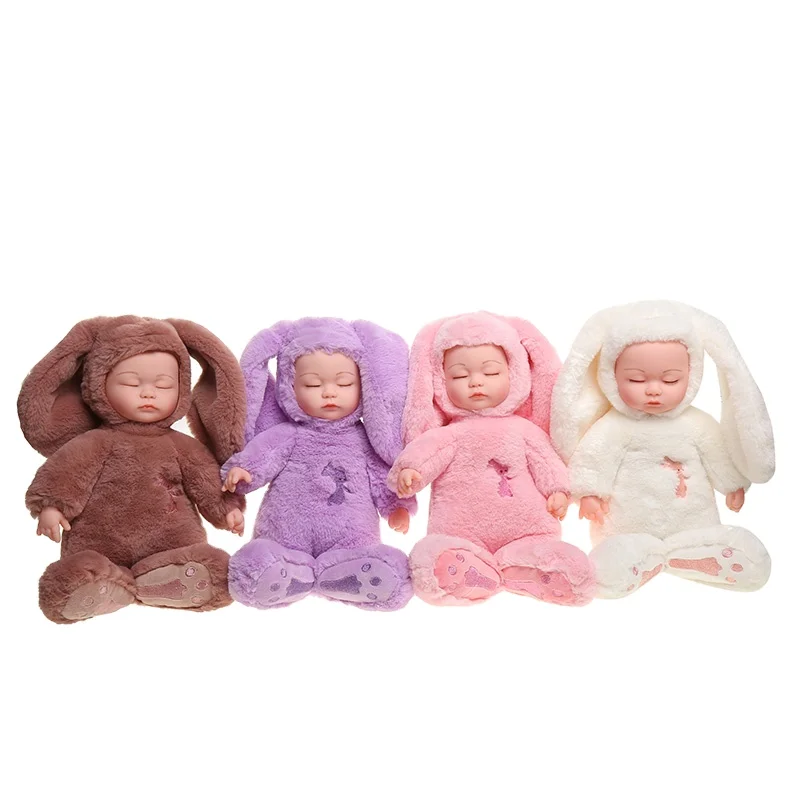 Factory direct selling plush baby doll hot selling rabbit shape style newborn Plush doll closed eye girl doll