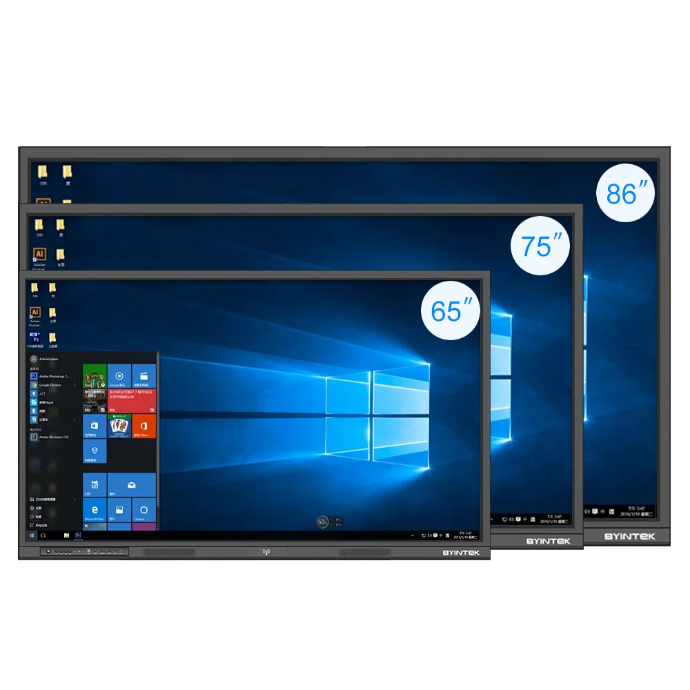 BYINTEK Education Use Android Window Double System Smart Board 65 Inch All In One Touch Interactive Smart Boards For Sale