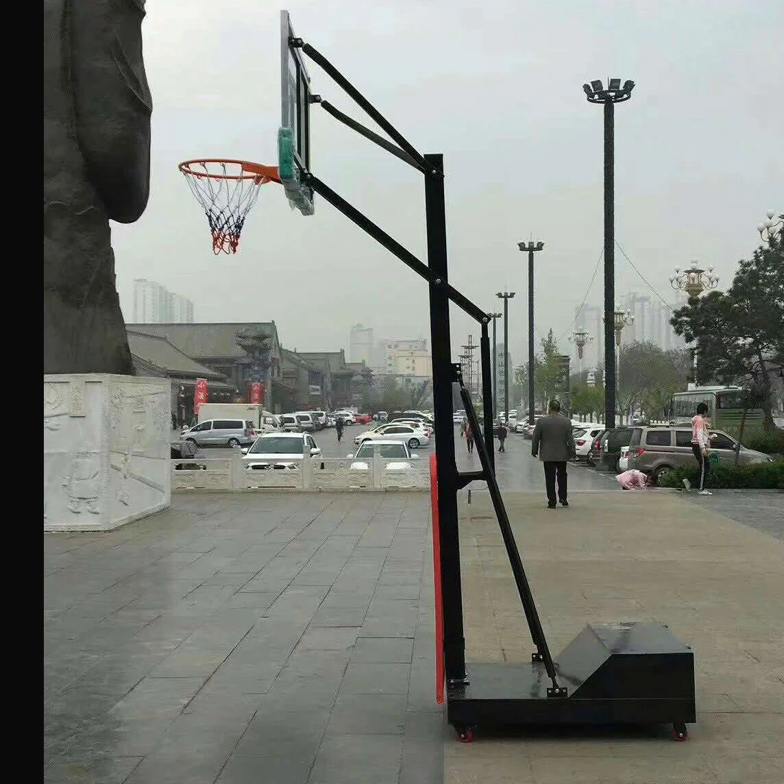 Adjustable Portable Basketball Hoops Ball Hoop Stand With Tempered Glass Backboard Basketball System In Ground