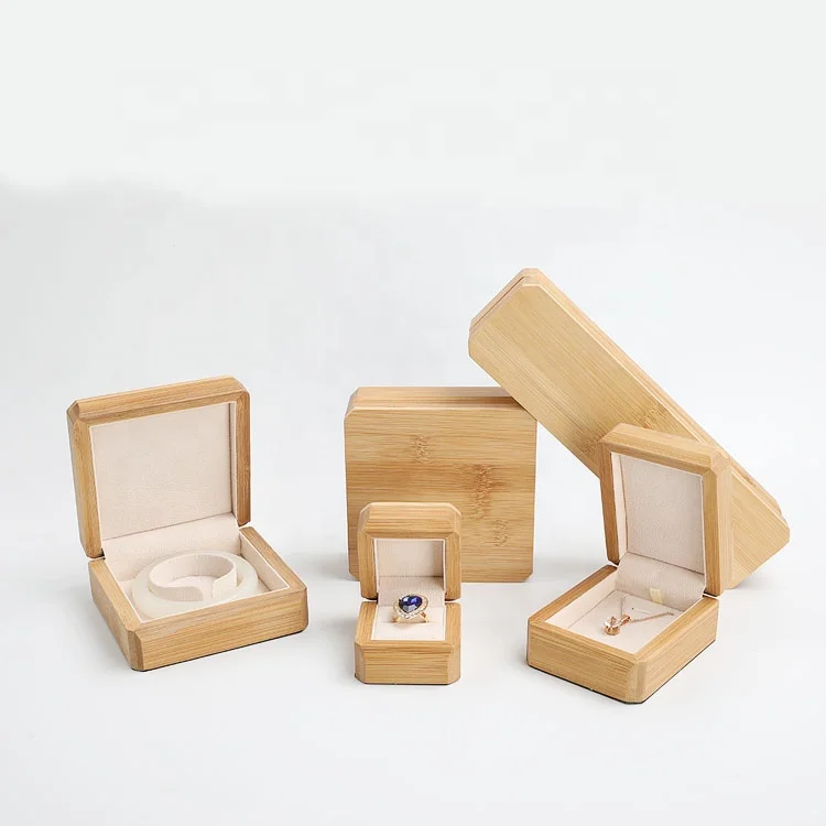 Custom High Quality Luxury Solid Bamboo Jewelry Wooden Ring boxes