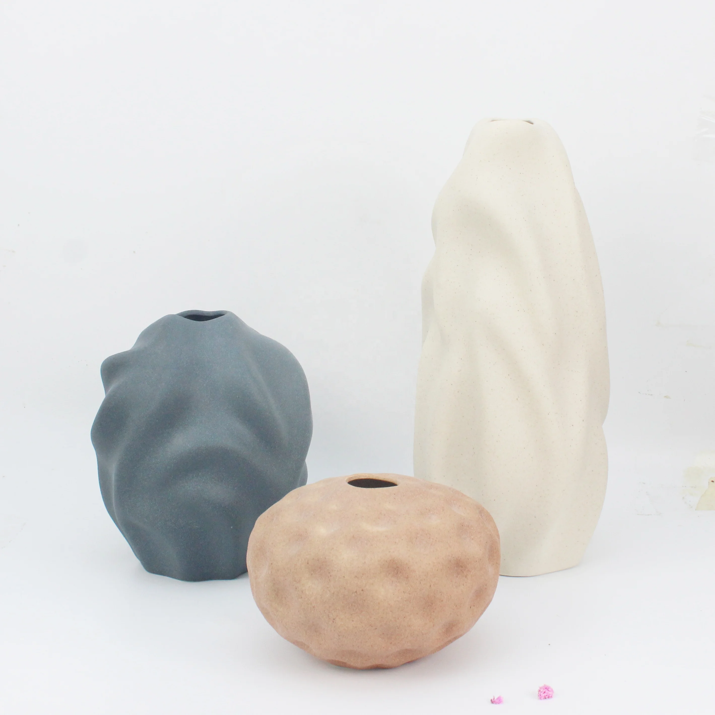 Home decoration ceramic special-shaped personalized vase  customization spot Vase Natural Surface popular retro clay vase
