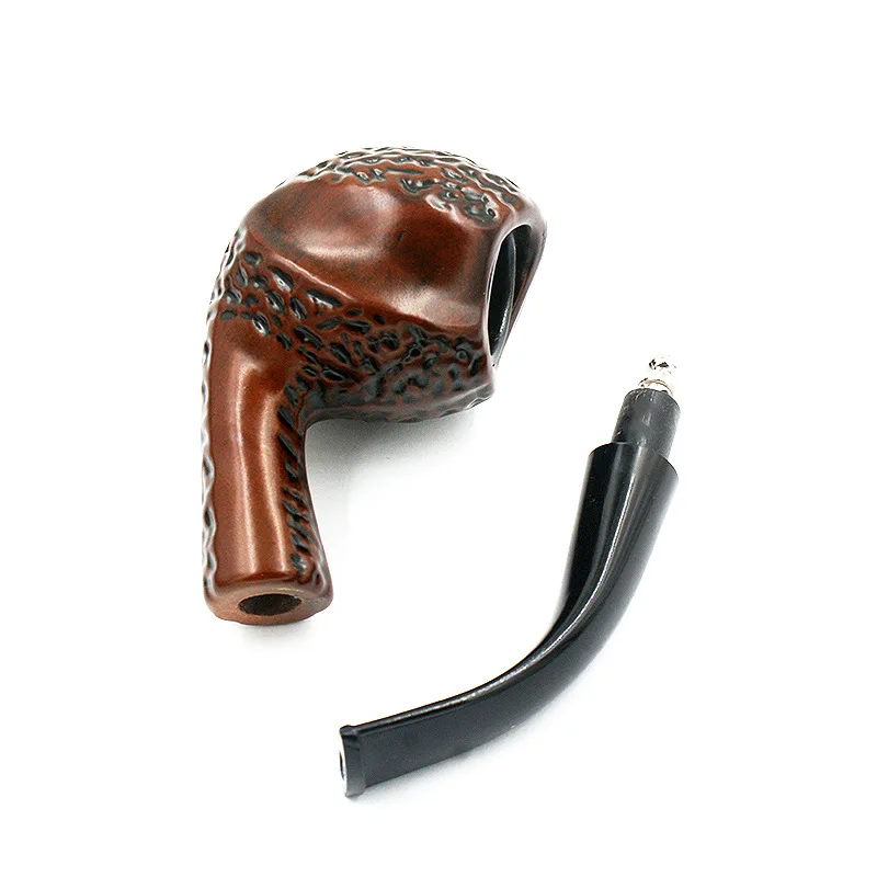 Wholesale New natural Classic Hand Carved Stylish Solid Wood pipe smoking wooden Tobacco pipe