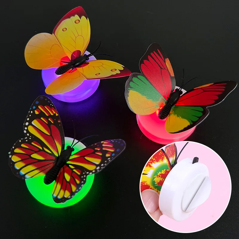 3D Butterfly Night Light Push Pins Thumb Tacks Cute  Cork Bulletin Board Office Organization School Supplies Home Decorations