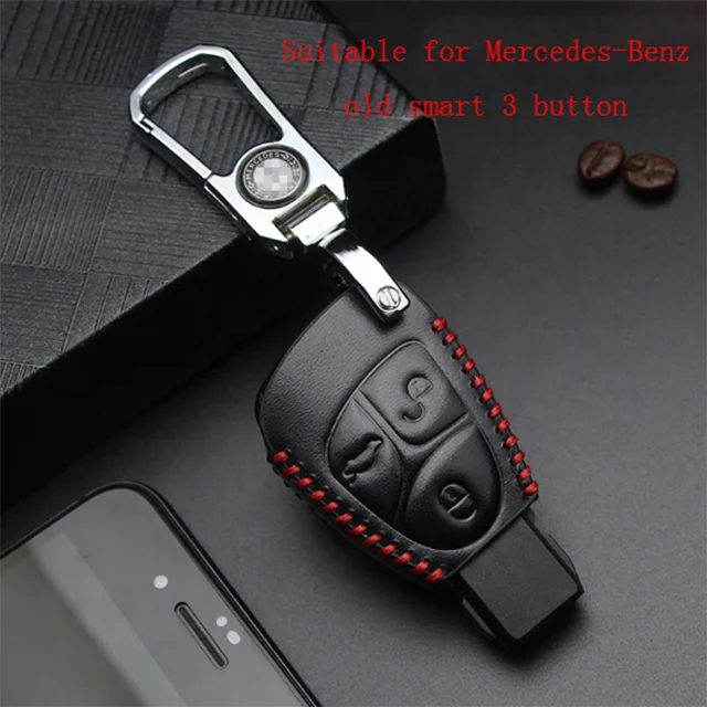 Кожаный чехол для автомобильного ключа с кожаным держателем Mercedes Benz C E S W203 W210 W211 W124 CLK E200