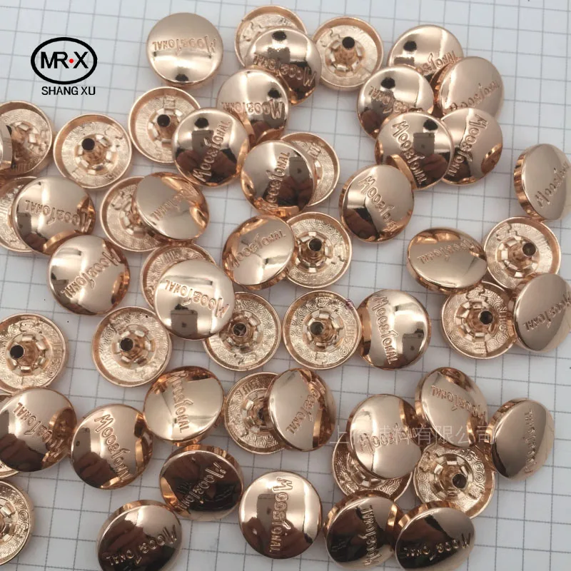 High quality women clothing 18mm 22mm 25mm Round Custom logo design stock metal snap buttons for clothing