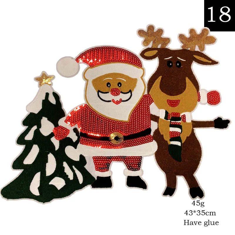 Custom Cloth Santa Snowman Snowflake Embroidery  Iron On Sequin Christmas Patches
