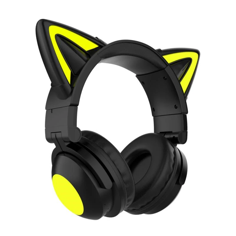 Flash Light Cute Cat Ears  Wireless Headphone with Can control LED Kid Girl Stereo Music Helmet Phone Headset Gift