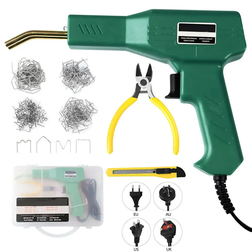 50W Plastic Weld Gun Portable Portable Plastic Welding Repair Kit Car Bumper Welder Machine 200Pcs Staples