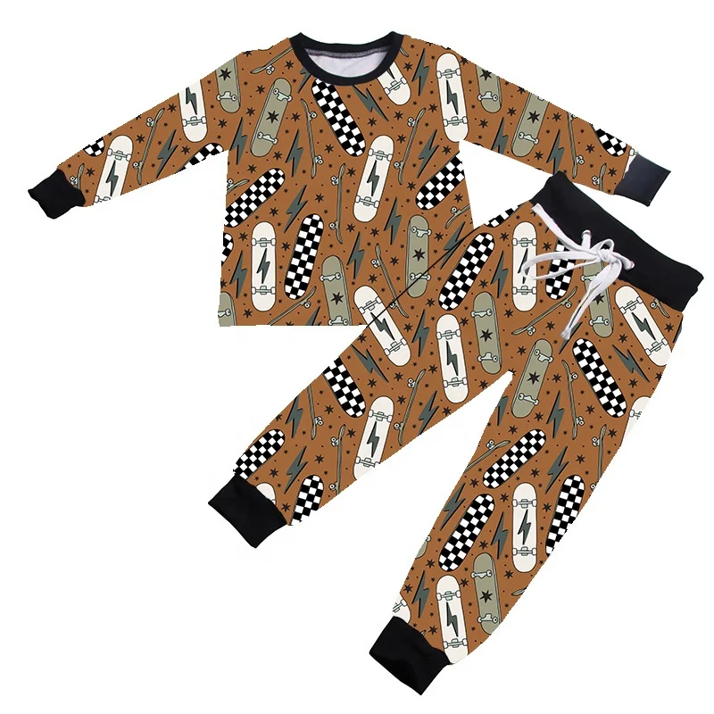 Fall Baby Outfits Custom Halloween Kids Toddler Boy Girl milk Silk Bamboo Boutique Clothing Sets long sleeve Kids Pajamas