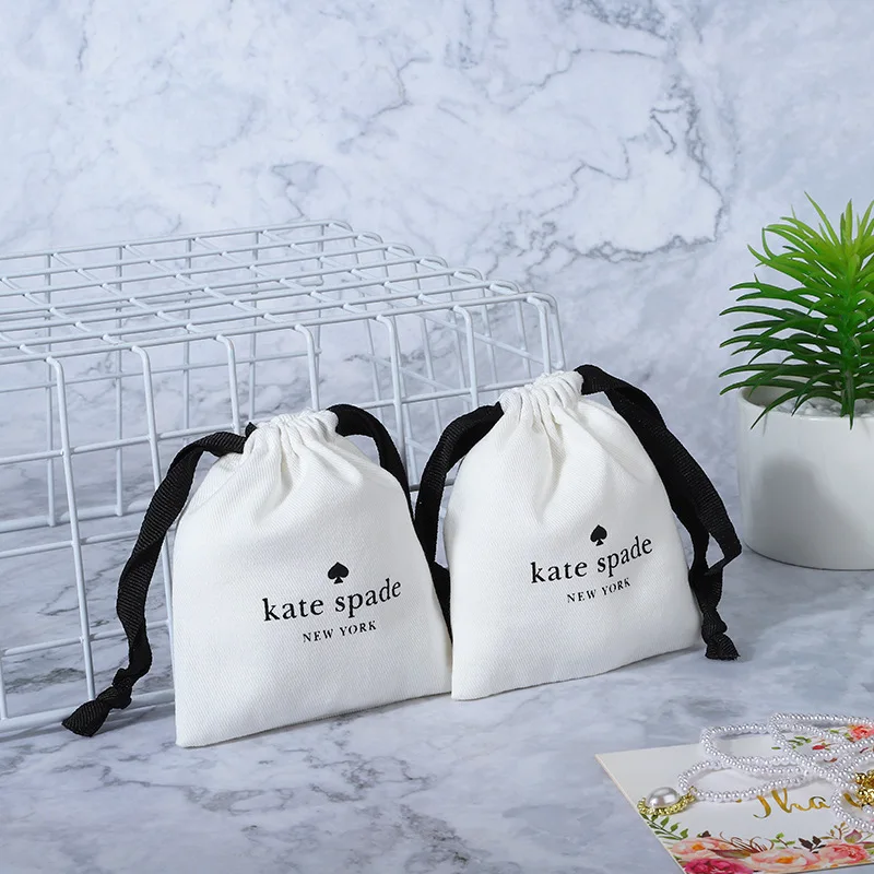 Organic cotton dust bags custom logo printing cotton jewelry packaging pouch