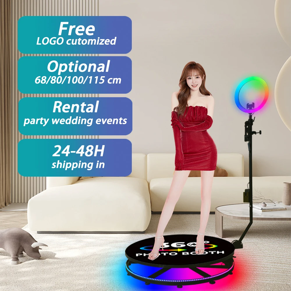 360 photo booth manual portable wireless automatic rotating photo booth with Ring Light Revolve Selfie selfie