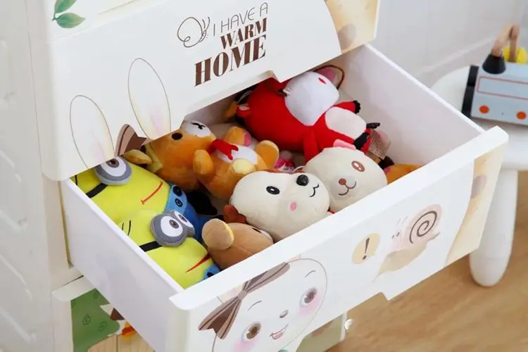 
New Style Colorful Cartoon Macaron Kitchen Baby Cabinet Plastic Drawers 