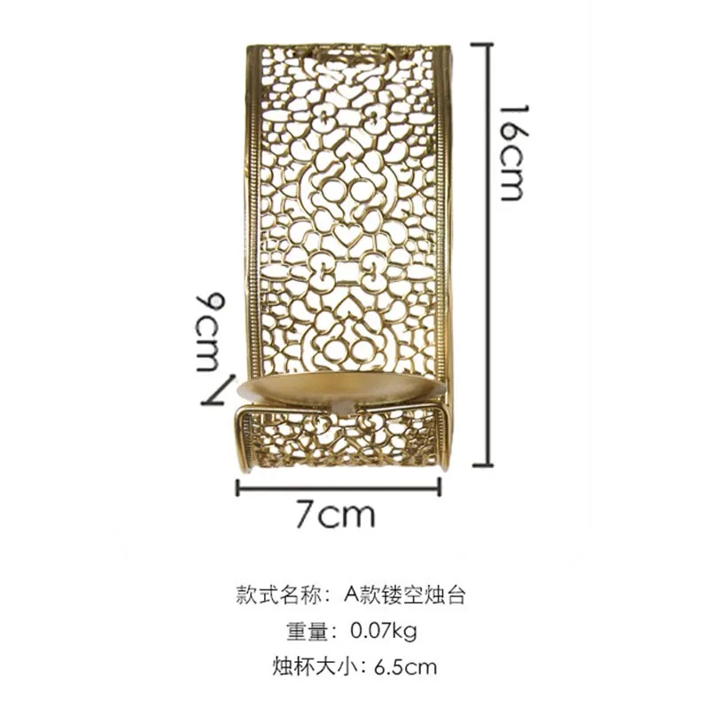 Luxury Gold Candle Plate Wall Hanging Pillar Candles Dish, tall candlesticks for Pillar Wax Candles Weddings Party
