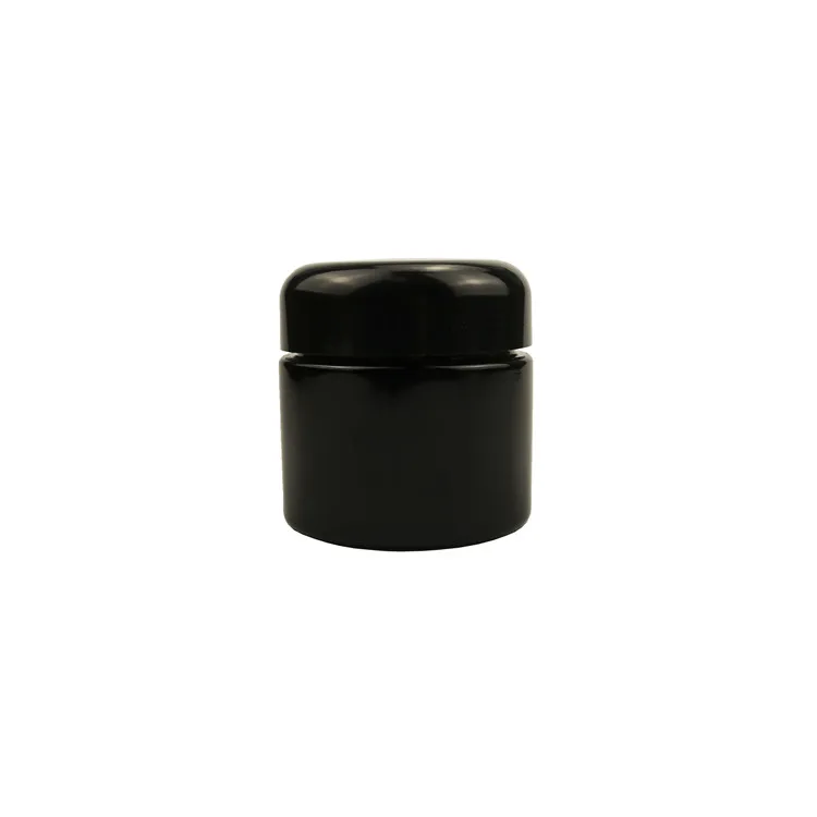 High quality 30ml 50ml 100ml 150ml 200ml 250ml Thick Black Miron Violet Glass Jars UV Protection Concentrate Jar With Round Bake