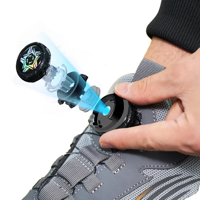 Original Brand New TPU  outsole Mens Work Shoes Steel Toe Construction Safety shoes , Twist Dial lock safety sneaker Black