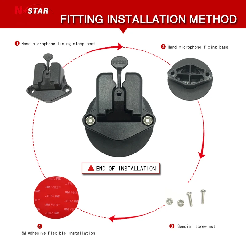 Walkie talkie hand microphone holder car radio bracket 1 inch ball adhesive mount 3m sticky plate base cb radio holder mic