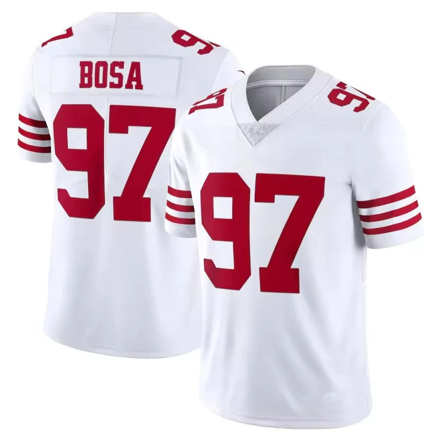 SF Team 97 Nick Bosa Wholesale Top Quality Red Stitched VP Limited Football Games Jersey Shirts With 75th Anniversary Patch