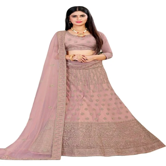 
Сари Mayur тяжелые блестящие с камнем многоцветные Свадебные lehenda Холи 