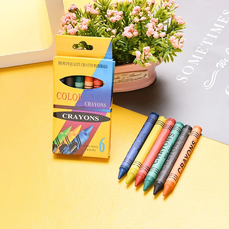 Cheap Price Non-toxic Washable Crayons 6 Colors Crayons Set Wax Crayon For Children Kids