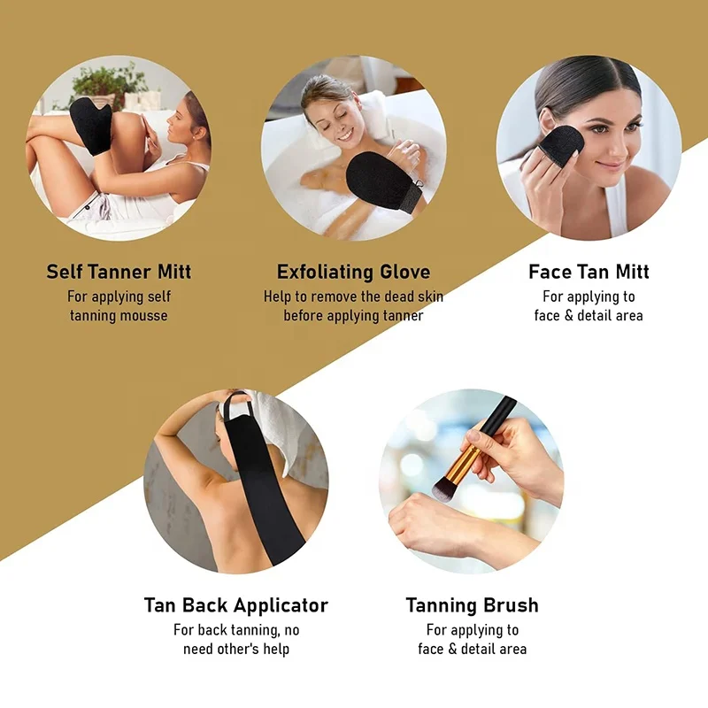 Long Lasting Self Tanning Foam Self Tanner Set Self Tanning Mousse with Tanning Mitt and Tanner Brush