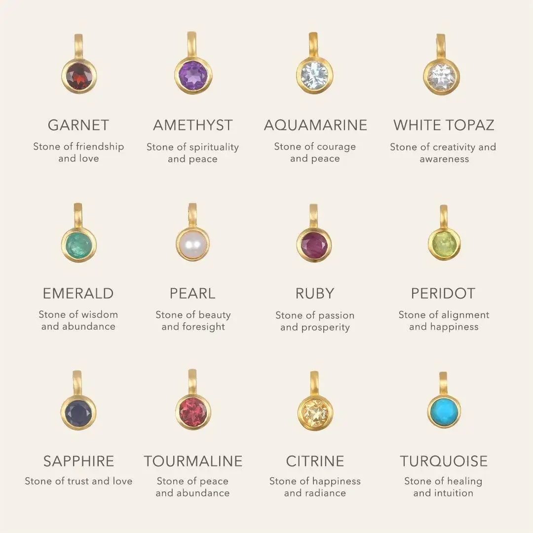 18K Gold Plated Stainless Steel Pendant Necklace Sun Devil Eye Moon 12 Birthstone Necklace for Women