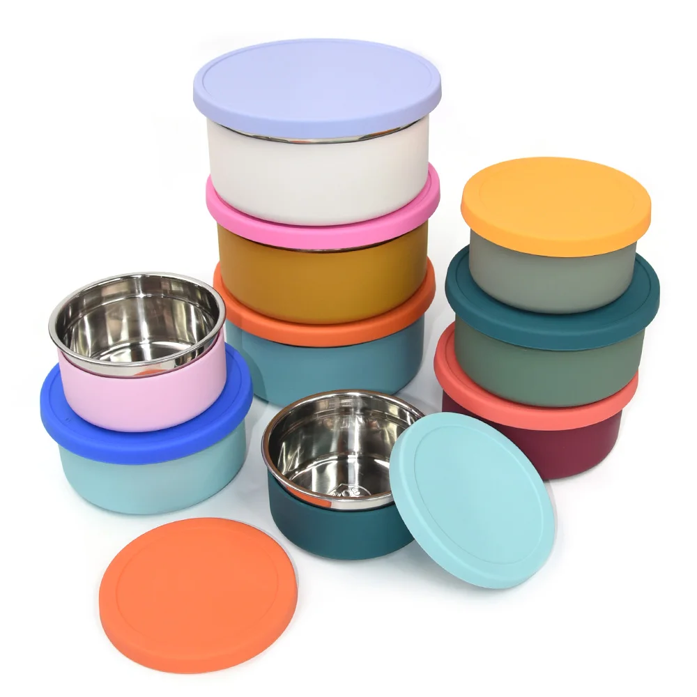 Контейнеры для хранения кухни из нержавеющей стали с силиконовыми крышками