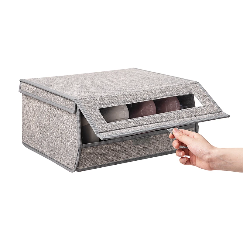 Divider home shoe with window foldable Under Bed Dustproof shoe organizer