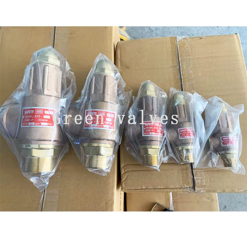 Green valves spring full lift thread connection brass forging control high pressure reduce relief safety valve for boiler steam