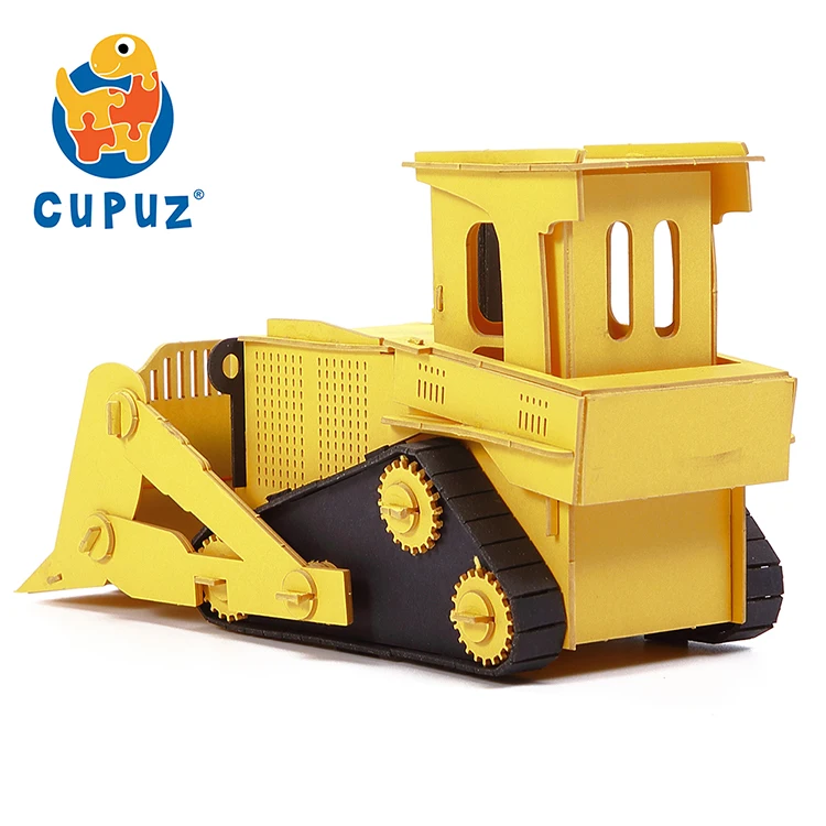 
Laser cut Bulldozer toy 3d paper model diy paper bus toy 