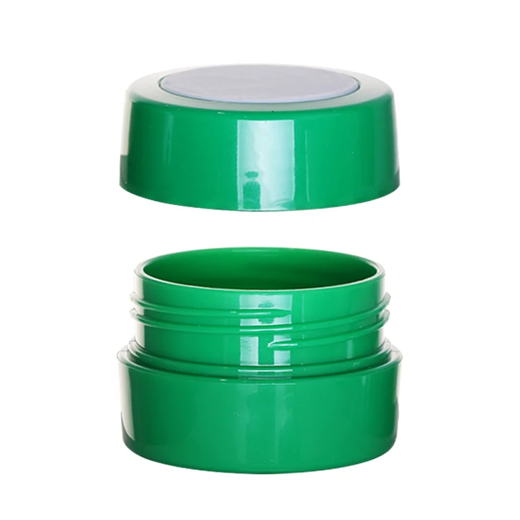 5g 10g 15g 30g green/grey/yellow plastic uv nail gel jars empty facial jar cream bottle with rubber band
