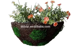 Ротанговые горшки для растений ручной работы, настенный цветочный горшок, деревенский полукруглый Подвесной Настенный цветочный горшок