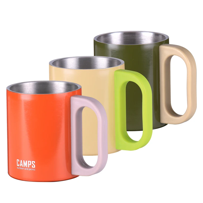 220 ml New Products Mini Shape Stainless Steel  Gift Camping Mug 304 Double Wall Colored Coffee Mug With Handle