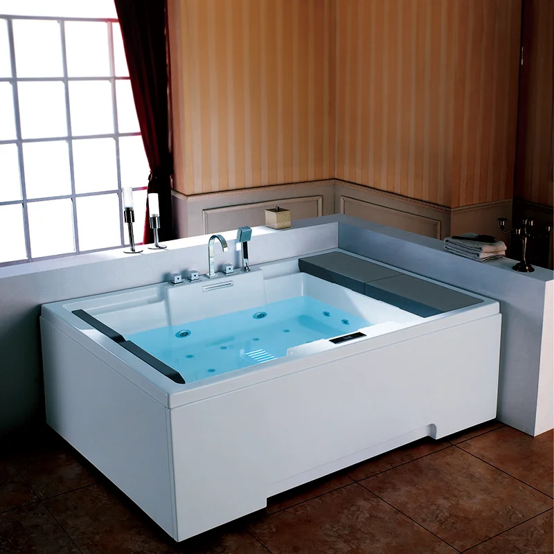 Freestanding Indoor Modern Whirlpools Spa Massage Hotel Bathroom Person Acrylic Luxury Bathtub With Five-Piece Suit Faucet