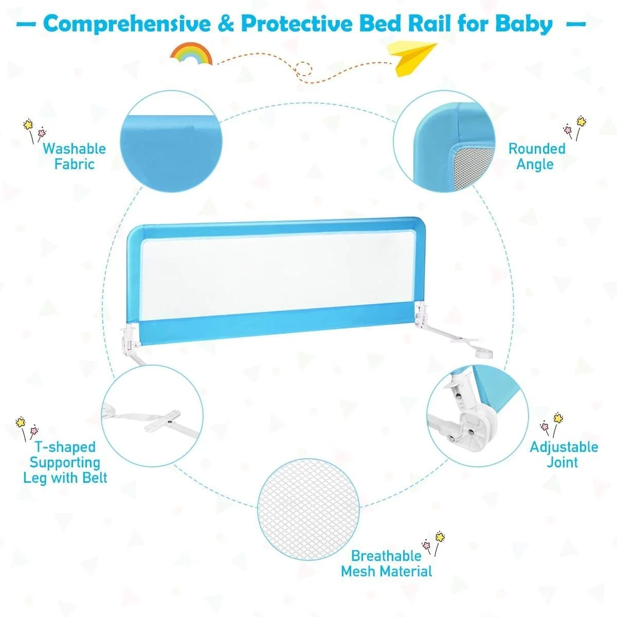 Wholesale Baby Bed Rail Guard Safety Baby Bed Barrier Adjustable Friendly Crib Guards Fence