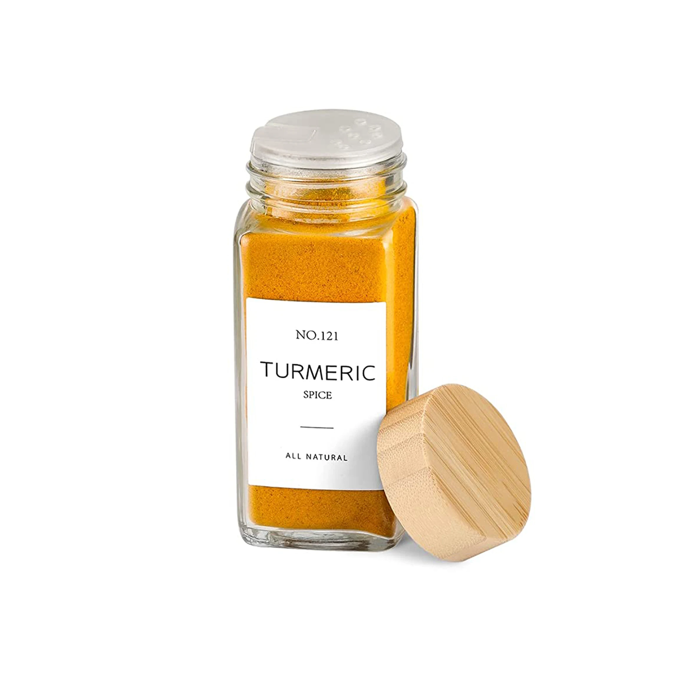 24 Pcs Spice Jars with Bamboo Lids 4 oz 120ml Square Glass Seasoning Jars Kitchen food Storage Canisters with Natural bamboo lid