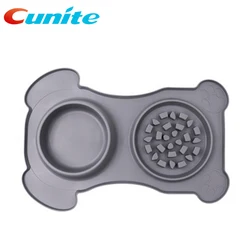 Dog Bowl Slow Feeder Pet Bowl Eco-Friendly Non-Toxic Silicone Pet Bowl Non-Skid Silicone Mat for Dogs Cats and Pets