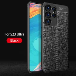 Good Quality Light Luxury Premium Lychee Grain PU Leather Cover Case For Samsung S23 Pro Ultra Business Phone Case