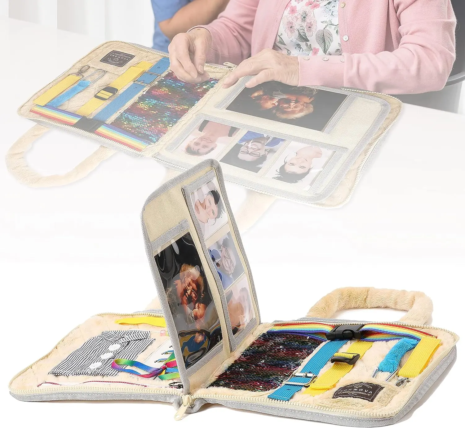 Busy Board  for Elderly Foldable Sensory Toys Autism Toys Bag Design Toddler Activity Board Gift for Seniors with Alzheimers