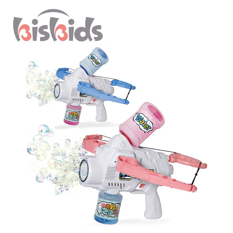 Summer Outdoor Toy Bubble Bazooka Soap Colourful Lights Bubble Maker Water Machine Gun Toys Outdoor Bubble Shooting Water Gun