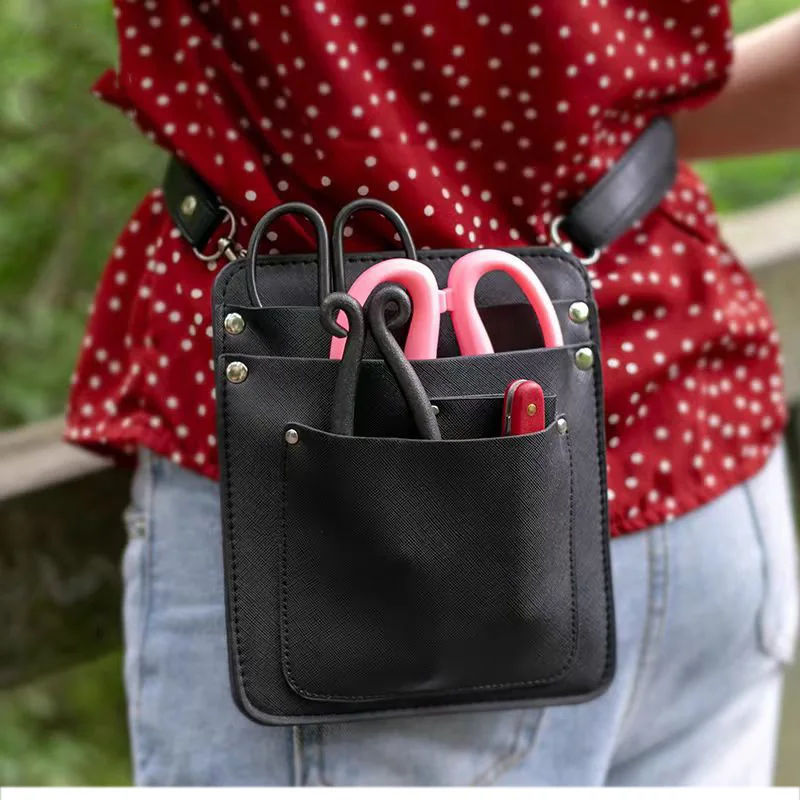 Waist bag floral artist diagonal cross leather toolkit tool set, flower path scissors corrector