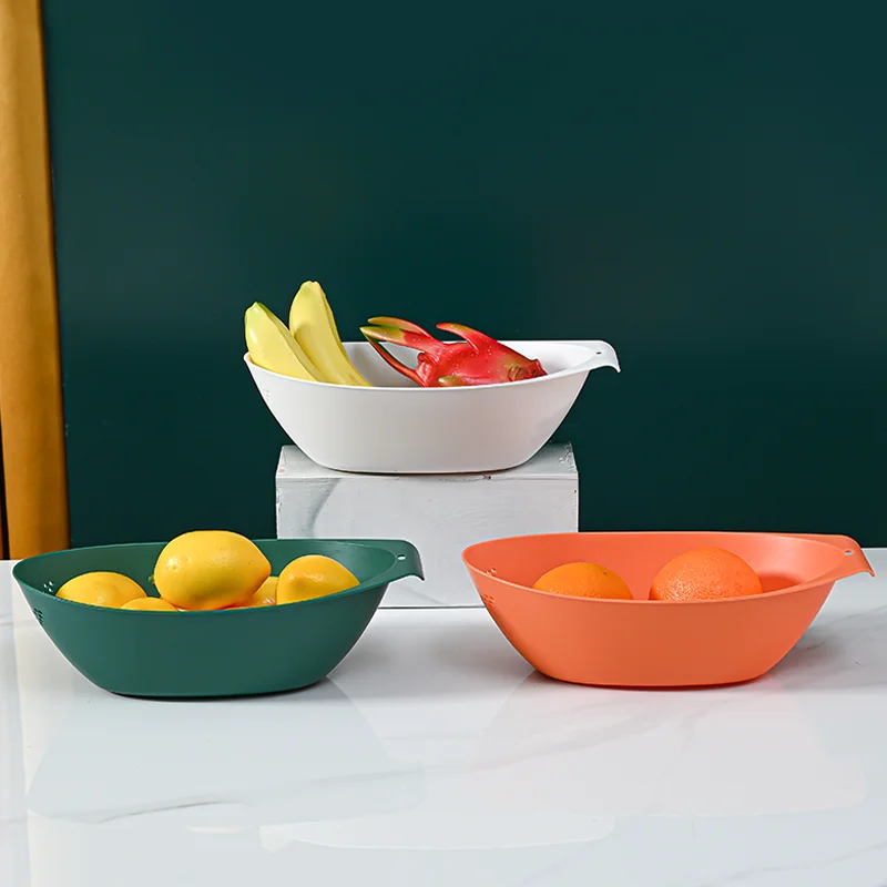 Nordic style household stackable light weight rice washing basket dry fruit plate decoration