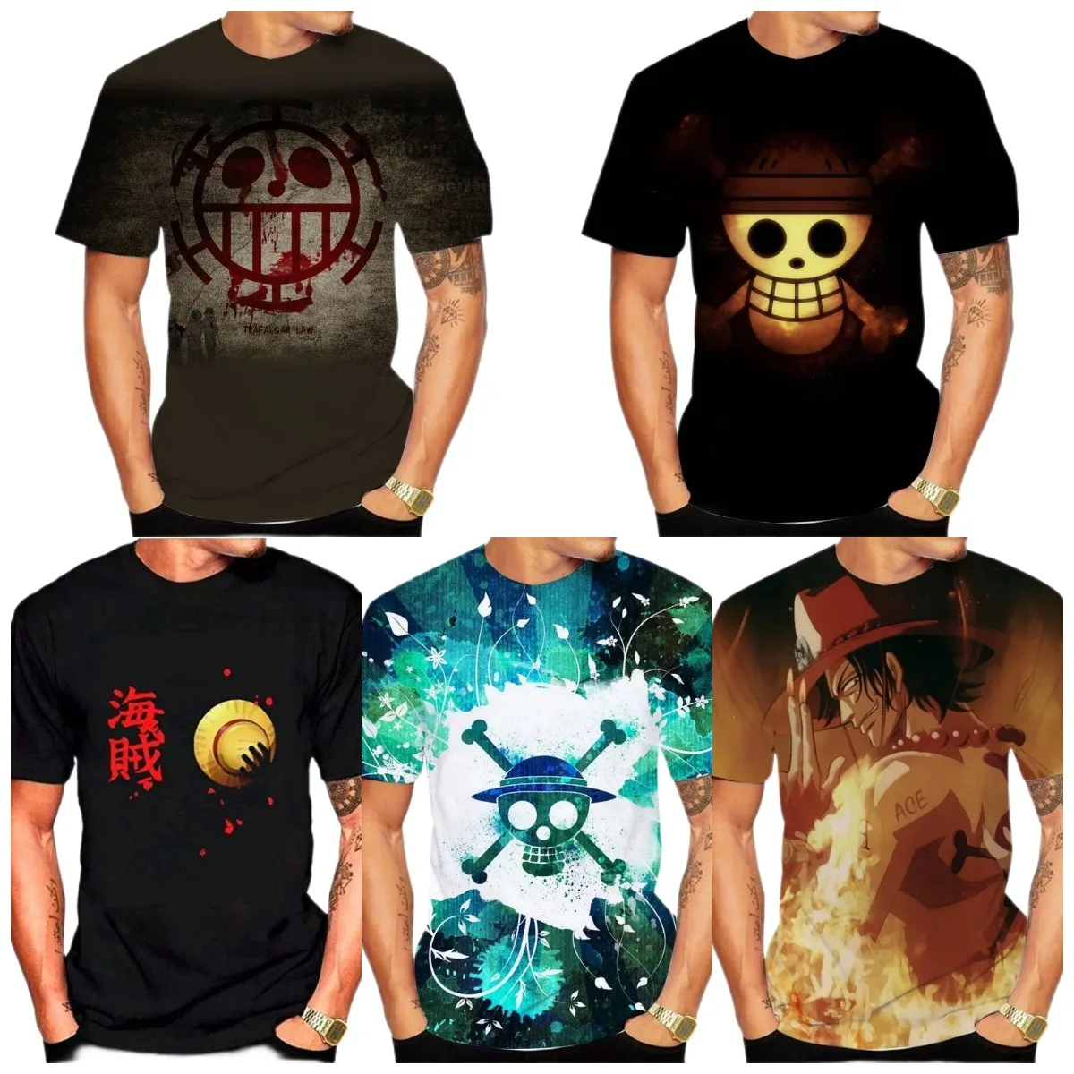 Japanese Cartoon Character Sailor Stereoscopic Color Circle Collar Leisure Short Sleeve  T-shirt
