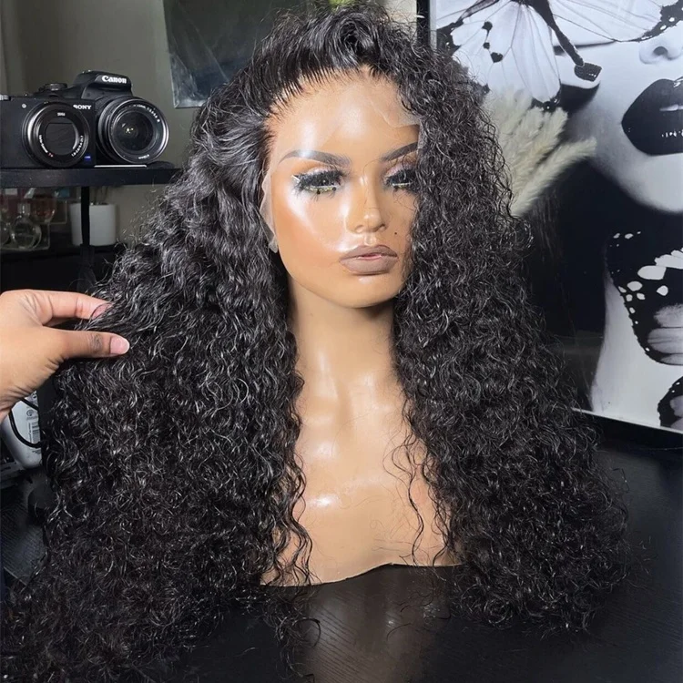Fast Delivery Water Wave Style 100% Indian Virgin Human Hair Transparent Swiss Lace Front Wigs for Black Women