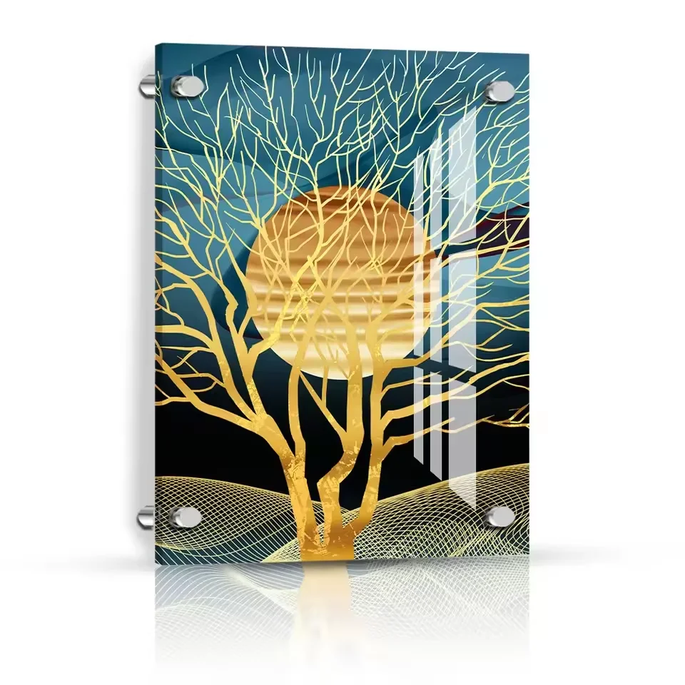 Manufacture Custom Modern Art Wall Hanging Display Nature Landscape Pictures Silk Screen Acrylic Glass Photo Prints
