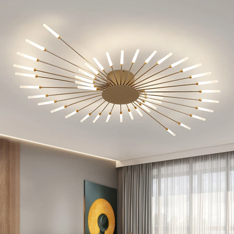Modern luxury living room ceiling chandelier dimmable iron acrylic hotel room LED ceiling light