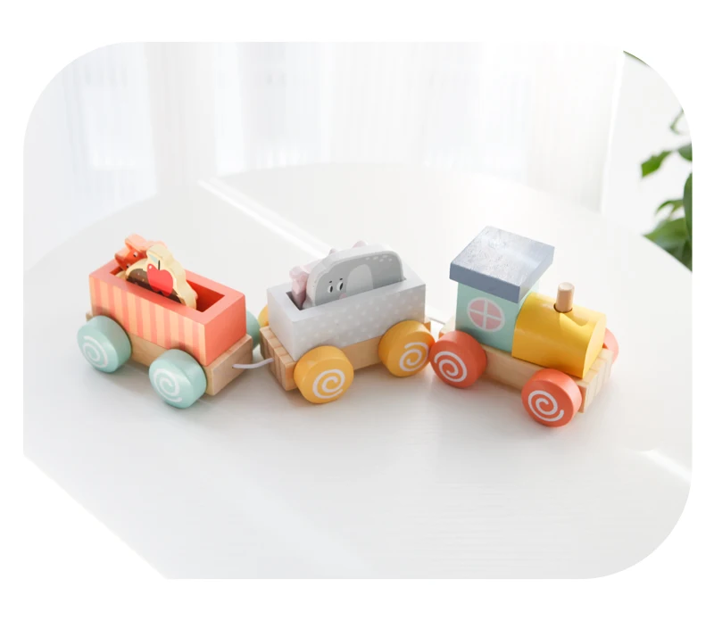 Solid wood RTS Baby Building Blocks Truck Toys Play Vehicle Train Blocks Wooden Toys For From 1 Year Old Baby Oem Odm
